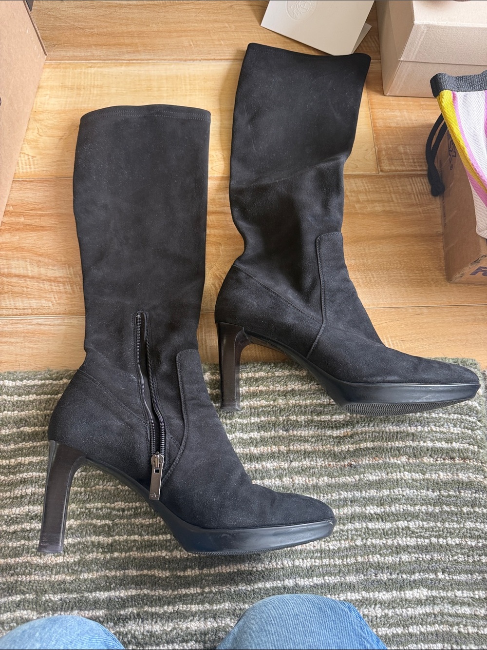 Black was Aquatalia Suede High-Heel Knee Boots